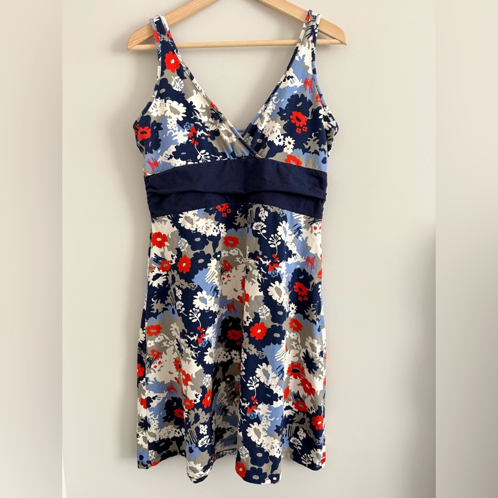Patagonia Navy Floral Mini Dress with Red and White Accents
